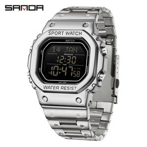 Reloj SANDA 2172 Original para Hombre, Resistente al Agua, Luminoso con LED, Fecha, Alarma, Cronógrafo, Correa Dorada, Reloj Digital para Hombre - Product Image 1