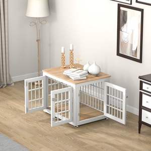 26-Inch ağır ahşap kafes kulübesi mobilya küçük köpek dekoratif Pet House End masa kuşlar kediler için kapalı kullanım beyaz doğal - Product Image 5