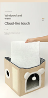Lit pour chat en velours côtelé solide et écologique, pliable, double couche, fermé, avec rembourrage 100% coton, design à pois, utilisable toute l'année