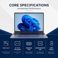 Ordinateur portable 16 pouces FHD 1920x1200 Intel Core I5 3.3GHz 8 Go de RAM SSD Windows 11 Home Business avec clavier numérique