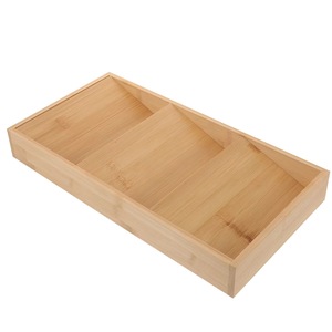 Bamboo Spice Organizer 3 Compartment <b>Drawer</b> <b>Storage</b> Rack For Kitchen Cabinet Use - Product Image 5