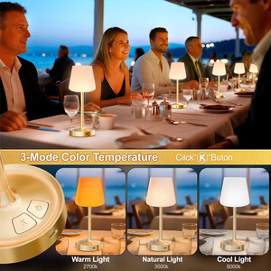 Lampe de table portable étanche sans fil, lumière de douche rechargeable à luminosité réglable, lampe de table extérieure à bouton mécanique - Product Image 2