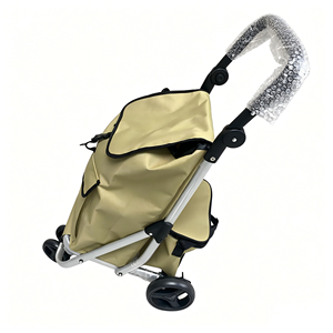 Chariot <span class=keywords><strong>de</strong></span> <span class=keywords><strong>courses</strong></span> pliable personnalisable à double panier, chariot <span class=keywords><strong>de</strong></span> supermarché portable en tissu avec roues - Product Image 5