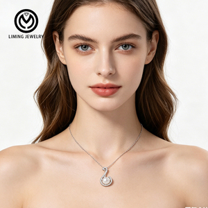 Collier pendentif de luxe XMZ266 <span class=keywords><strong>en</strong></span> argent sterling 925 pour femme, motif note de musique, perle de pain, moissanite 0,215 CT, bijoux fins - Product Image 5