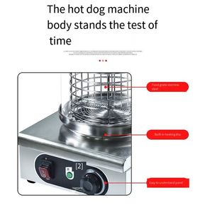 Grille-pain automatique commercial de <span class=keywords><strong>saucisse</strong></span>, réchauffeur de vapeur de pain, rouleau électrique de hot-dog de machine de hot-dog - Product Image 4
