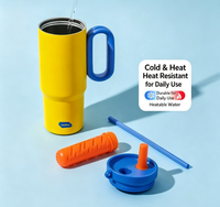 Mug de voyage isotherme à double paroi en acier inoxydable 316 avec poignée et paille