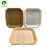 Harvest-SY SY-2.5CB Série de barquettes rectangulaires jetables en papier kraft blanc à motif grain de bois, biodégradables et compatibles micro-ondes