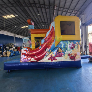 Structure gonflable commerciale pour enfants, combinaison château gonflable et toboggan aquatique, thème requin, pour fêtes en plein air - Product Image 3