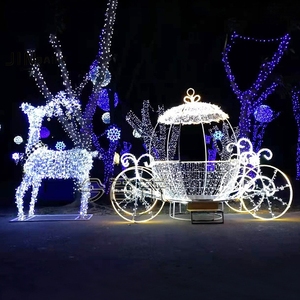Christmas Reindeer Sleigh Lights Outdoor LED Santa Sleigh with Reindeer for Garden Lawn Winter Landscape - Product Image 2