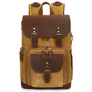 Ready-Made Outdoor Casual Waterproof Canvas SLR <b>Digital</b> <b>Camera</b> Case Backpack Retro Contrasting Color Zipper Closure - Product Image 6