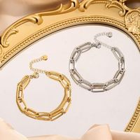 Bracelet double épaisseur en acier inoxydable plaqué or géométrique pour femme, bijou tendance, cadeau
