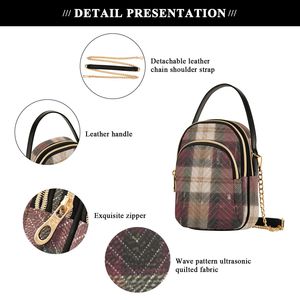 Bolso bandolera acolchado a cuadros al por mayor para mujer, bolso de hombro pequeño - Product Image 4