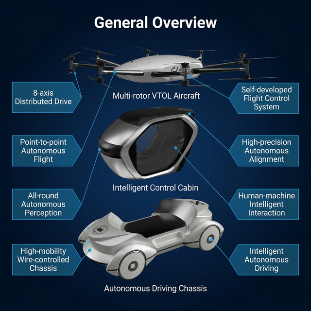 High Strength T700 Dry Carbon Fiber LUXING EVTOL AI Assisted Land-Air Hybrid Flying Car for Sale