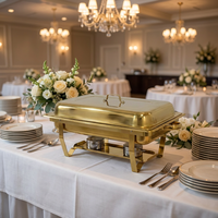 Hochwertiges 9L Edelstahl Chafing Dish Buffet-Set mit Brennstoffbehälter, goldener, bodenstehender Speisenwärmer für Restaurant- und Hotelservice