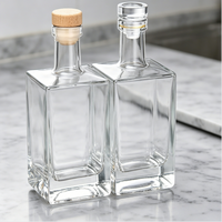 Bouteille de vin en verre transparent carrée de 500 ml de qualité supérieure, bouteille vide épaissie pour l'emballage de spiritueux, de vin de fruits et de vin rouge