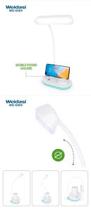 Lampe de table de lecture led Portable et rechargeable avec porte-crayon et USB - Product Image 6