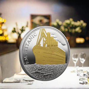 टाइटैनिक स्मारक धातु सिक्का 3 डी गुलाब और जहाज स्मारक संग्रहणीय रोमांटिक वर्षगांठ प्रेम - Product Image 3