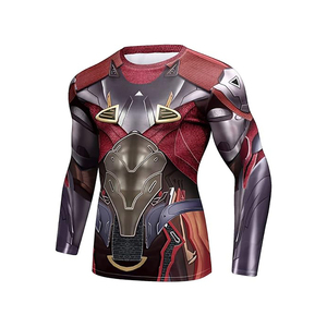 Haut de compression à manches longues avec imprimé graphique Mecha Armor sublimé, Rash Guard à séchage rapide, sous-vêtement de sport pour la gym et l'entraînement - Product Image 1
