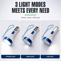 Lampe torche solaire USB-C à LED avec lumière de travail COB et faisceau lumineux intense, trois modes pour la réparation automobile, le garage, le camping et les situations d'urgence en extérieur