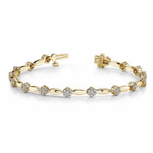 14K Yellow <b>Gold</b> Bracelet with Excellent Round Real Diamond Elegant Diamond Bracelets & <b>Bangles</b> - Product Image 2