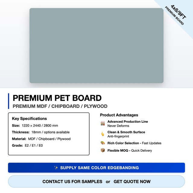 Architects Choice Super Matte PET MDF Plank 18mm Fade-Defying Board for Commercial Exhibits