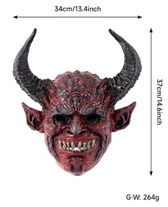 2025 Red Horror Devil Mask Spooky Demon Long Horn Prank Helmet Puesta en escena Carnival Halloween Party Mask - Product Image 6