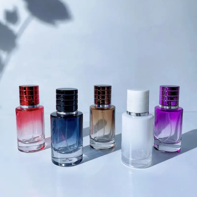 Frasco de perfume de vidro vazio para embalagem de perfume, frasco de vidro atomizador em spray redondo vazio de 30ml 50ml 100ml