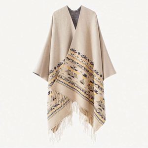 Ponchos y Capas Clásicos de Lana Larga para Mujer, Cálidos de Invierno, con Capucha Abierta y Borlas, para Actividades al Aire Libre - Product Image 6