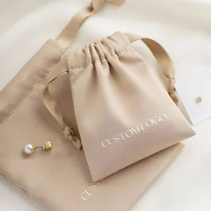 Custom Fashion Luxury Gift Packaging Silk Satin Drawstring Jewelry Pouch Bag