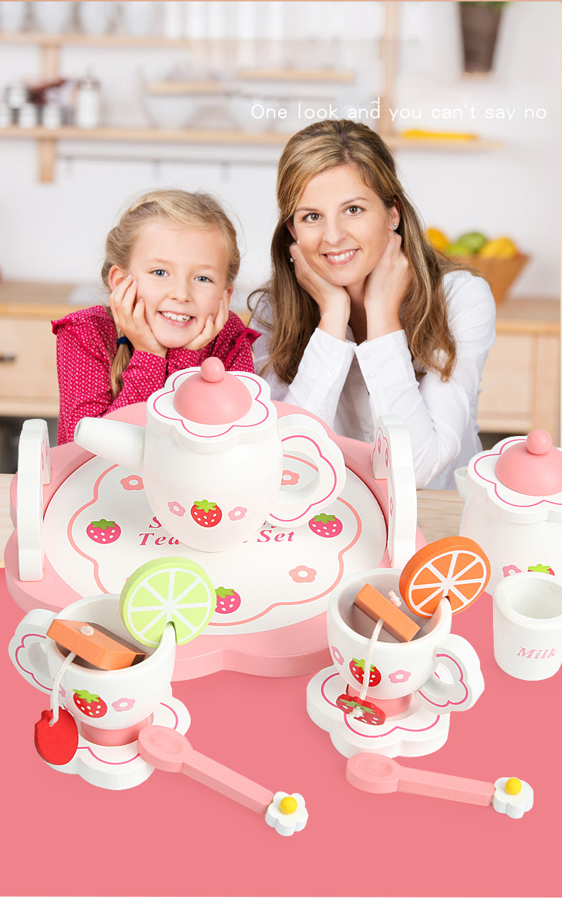 Wooden Strawberry Afternoon Tea Set - Playful Kitchen Toys