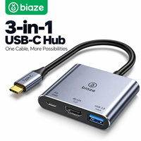 Hub USB-C 3-en-1 Biaze, charge rapide PD 100W, 4K 30Hz pour USB 3.0 5 Gbps, adaptateur multiport en alliage d'aluminium pour ordinateur portable, en stock