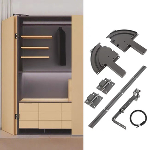 Đôi phụ kiện hệ thống góc lớn gấp và tủ trượt cửa Con lăn hướng dẫn đường sắt bánh xe một theo dõi tủ quần áo cửa trượt - Product Image 1