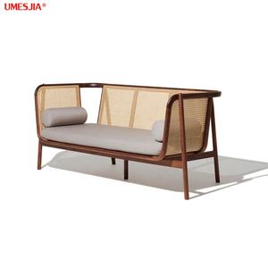 Hem <span class=keywords><strong>Sofa</strong></span> Rattan 3-Sitzer Eschenholzrahmen Stoffsofa Moderne Wohnzimmermöbel Korbsofa - Product Image 4