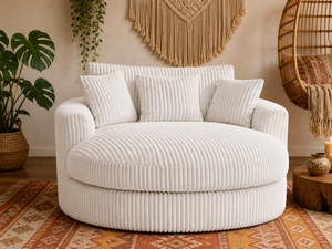 <span class=keywords><strong>Fauteuil</strong></span> moelleux surdimensionné en velours côtelé <span class=keywords><strong>noir</strong></span>, <span class=keywords><strong>fauteuil</strong></span> de salon moderne avec coussin et oreillers crème - Product Image 4