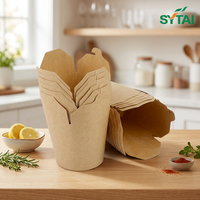 Boîte à emporter écologique et biodégradable avec couvercle pour nouilles et pâtes, boîte en papier pour nouilles