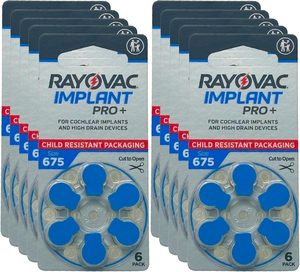 Implantes Cocleares <span class=keywords><strong>Rayovac</strong></span>. <span class=keywords><strong>Pilas</strong></span> <span class=keywords><strong>Rayovac</strong></span> Pro+ para Implantes Cocleares y Audífonos, Tamaño 675 para un Uso Prolongado - Product Image 1