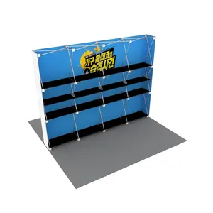 10x8 Portable Collapsible Exhibition Modular Shelf Display Full Color Print Tension Fabric Tool Free Trade Show Pop Up Stand