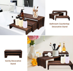 Cổ điển rắn paulownia 3 <span class=keywords><strong>Tier</strong></span> Tabletop trang trí cupcake đứng & gỗ hiển thị risers thực phẩm món tráng miệng đứng - Product Image 4