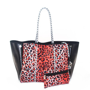 Sacs à main pour femmes personnalisés avec logo d'entreprise, deux ouvertures, imperméables, grande capacité, sacs à bandoulière portables en néoprène perforé, sac de plage - Product Image 6