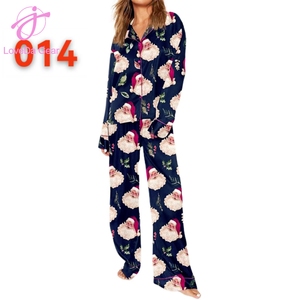 Loveda all'ingrosso stampa digitale 3D abbigliamento da notte invernale natale stampa a manica lunga pantaloni camicia <span class=keywords><strong>pigiama</strong></span> Suit - Product Image 4