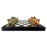 Boîte de jeu de société de luxe de 15 pouces pour enfants, pour stimuler l'intelligence, avec un échiquier en bois à motif marbré avancé.