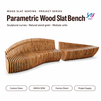Banc d'attente extérieur commercial multi-personnes en bois massif nordique, design paramétrique moderne, durable et écologique