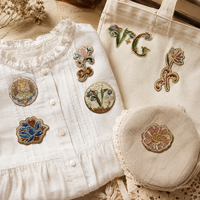 Écussons brodés floraux vintage personnalisés, thermocollants ou à coudre, badges monogrammes pour vêtements, vestes, sacs et accessoires vestimentaires