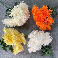 Fleurs artificielles de chrysanthème en soie faites à la main, pour le Festival Qingming, les funérailles et le culte des ancêtres, grands bouquets, fil doré, 12 têtes