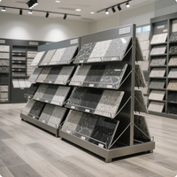 Maßgefertigtes Metall-Fliesenmuster-Präsentationsregal A-Rahmen Bodenstehend für Ausstellungsräume