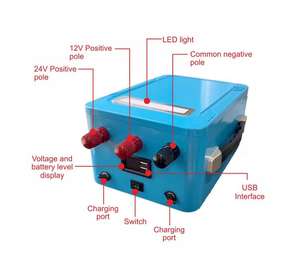 Arrancador de Coches Portátil 12V 24V 1000mAh de Litio Hierro Recargable USB DC con Luz LED, Cargador Portátil de 100 Ciclos, Azul - Product Image 1