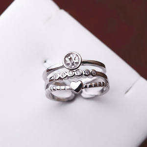 แหวนเปิดรูปหัวใจทันสมัยสำหรับผู้หญิง S925 ประดับมุก 7-9 มม. อุปกรณ์ทำเครื่องประดับ DIY พร้อมถาดเปล่า 241 ชิ้น - Product Image 1