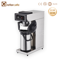 Careforcafe Machine à café automatique commerciale en acier inoxydable 2,5 L avec filtre pourover pour bar