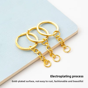 Porte-clés pendentif chaîne à quatre maillons plaqué or, anneau unique, accessoires de bijoux de bricolage, vente en gros de pièces et accessoires de sacs spéciaux - Product Image 3