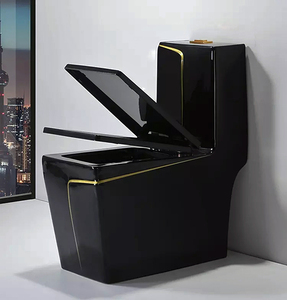 Bathroom Luxury Modern Sanitary Ware square Water Closet Ceramic Commode <strong>Toilet</strong> Bowl Wc Gold <strong>Black</strong> Color One Piece <strong>Toilet</strong> - Product Image 3